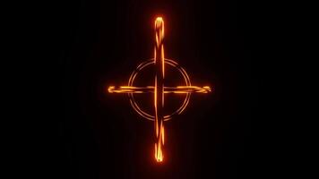 Fire Texture Neon Circle Spinning with Glowing Effects on Dark Background in 3D Animation for Desktop Live Wallpaper video
