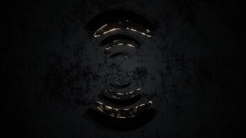 Dark Spinning Geometric Shape with White Texture and Neon Glow Effects in 3D Animation Loop Animation video