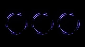 Three Ice Blue Texture Circles Spinning with Dynamic Motion on Dark Background in 3D Animation video