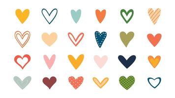 Multicolored hearts set isolated on a white background. vector