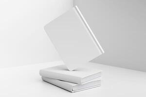 Minimalist Stack of Blank Hardcover Books in a Bright Studio Setting photo