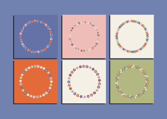 Set Floral Circle Frames