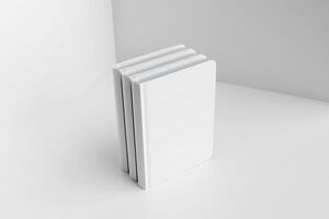 Minimalist Display of Blank White Books in Bright Monochrome Environment photo
