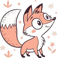 fox with big eyes, a fluffy tail vector