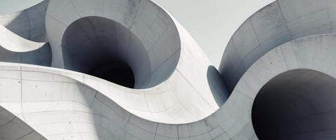 Abstract Concrete Structure with Swirling Curves and Contrasting Light and Shadows photo