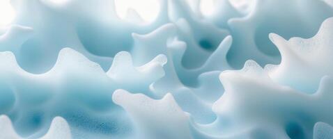 Abstract Background of Delicate Foam Formations in Pastel Blue and White with Intriguing Textures. photo