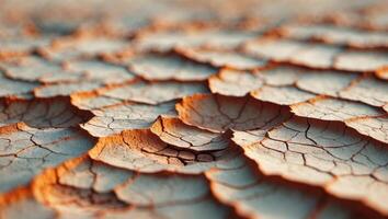 Abstract desert soil texture with intricate geometric cracks symbolizing arid conditions photo
