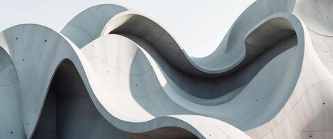 Abstract Concrete Structure with Swirling Curves and Contrasting Light and Shadows. photo