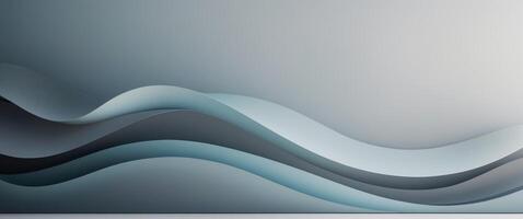 Abstract flowing wave background with dark gray and light blue layers for design photo