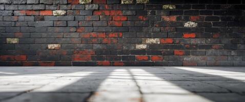 Dark and Rustic Brick Wall Texture Background with Irregular Stacked Blocks photo