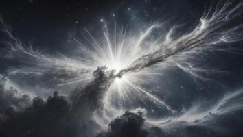 Explosive Galactic Event in Stunning Cosmic Nebula Background. photo