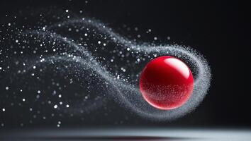 Red Sphere with Reflective Particles on a Black Background photo