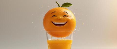 Smiling Orange Fruit Floating in Freshly Squeezed Juice photo