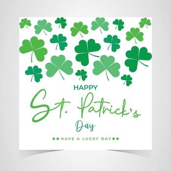 st. patrick's day white background with floating green shamrocks and elegant script typography, festive irish holiday greeting template vector