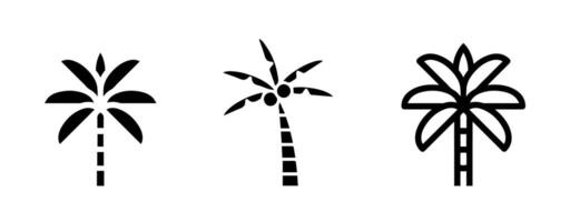 Palm tree summer logo set icon design and template on white background vector