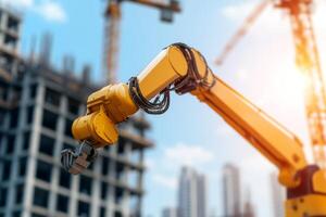 Construction site features advanced robotic arm for efficient building operations in modern urban landscape photo