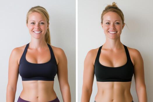 Transformation journey captured during a fitness program, highlighting progress in health and fitness photo