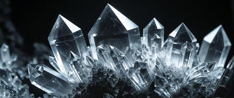 Crystalline formations reflect light in an enchanting display of nature's beauty in a dark setting photo