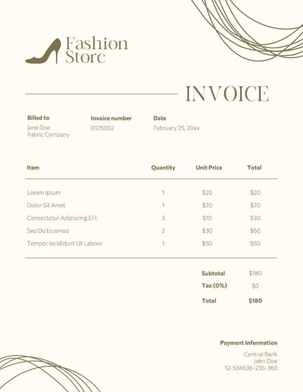 Elegant Invoice for Fashion Store