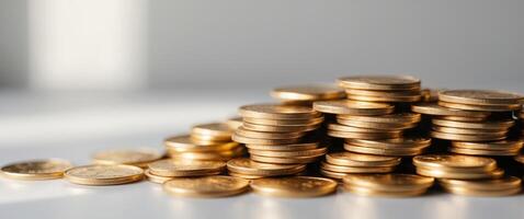 A pile of gold coins on top of each other. photo