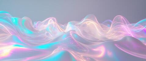 Iridescent neon background with holographic soft pastel colors blending in abstract chaos evoking a sense of futuristic beauty and transformation. photo