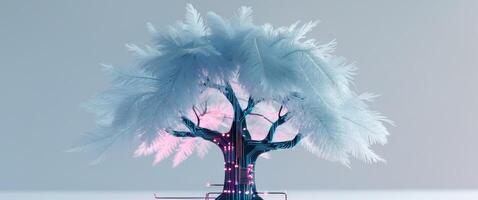 Fascinating connection between technology and nature through a digital tree representation photo
