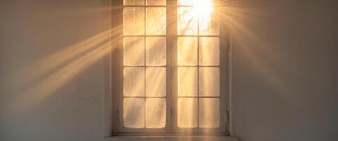 Sunlight streaming through dusty window creates warmth. photo