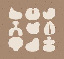 Abstract art styled icons different shapes drawing on brown vector