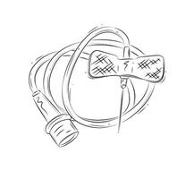 Butterfly injection catheter for medical purposes drawing in graphic style on white background vector