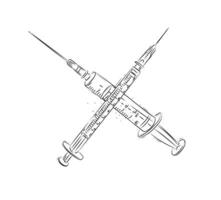 Insulin and regular syringe composition for medical purposes drawing in graphic style on white background vector