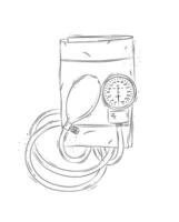Pressure measurement tool for medical purposes drawing in graphic style on white background vector