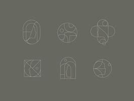 Female silhouettes drawing in minimalist linear art style on grey background. vector