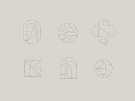 Female silhouettes drawing in minimalist linear art style on beige background. vector