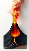 An illustration of a volcano with lava and smoke photo