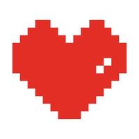 Red Pixel Heart On White Background vector