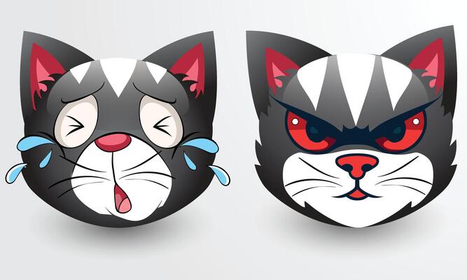 Cute and Angry Cat Emojis. Emotion With Angry And Crying