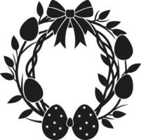 Easter Egg Wreath with Bow Silhouette vector