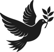Dove with Olive Branch Silhouette - Easter Illustration vector