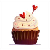 cupcake topped with fluffy whipped cream vector