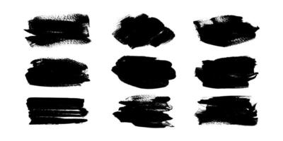 Grunge Black Splashed Brush Strokes and Lines. Creative brush lines with rough edges. Abstract freehand doodle line borders. Highlight splashes vector