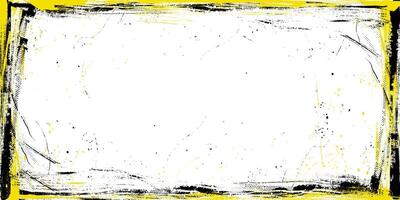 Hand Drawn Grunge Frame Background with Damaged Weathered Effect. Retro grungy overly brush stroke backdrop. Colorful worn abstract surface texture, perfect for flyers, cards, posters, web banners. vector