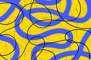 Bold Grunge Hand Drawn Doodle Wavy Lines. Geometric abstract curvy swirls. Playful modern and simple wall art with trendy colors. Retro childish background vector