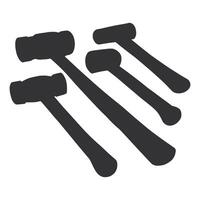Renovation Tool Hammer Silhouette. Black Hammer Element Work Tools. Hammer Equipment. vector