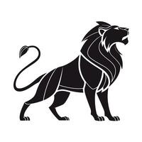 A striking black silhouette of a lion, presented in a bold and stylized manner. vector