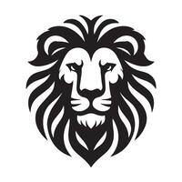 A stylized, profile view of a lion's head in black and white. vector