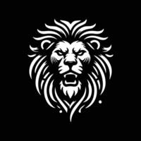 black and white graphic of a lion's head wearing a crown, set within a circular emblem. vector