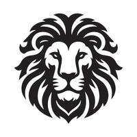 black and white profile view of a lion's head. vector