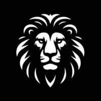 A stylized, black and white graphic of a lion's head within a circular frame. vector