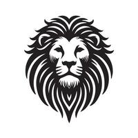 This striking black and white graphic showcases a stylized lion's head, perfect for logos, emblems, or branding projects. vector