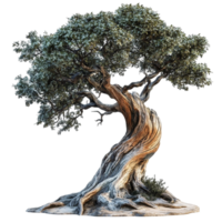 Aged Bonsai Tree with a Twisted Bark Structure png